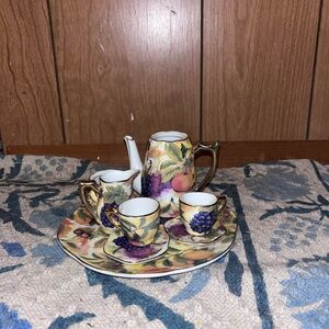 Floral Miniature Tea Set with Grapes
